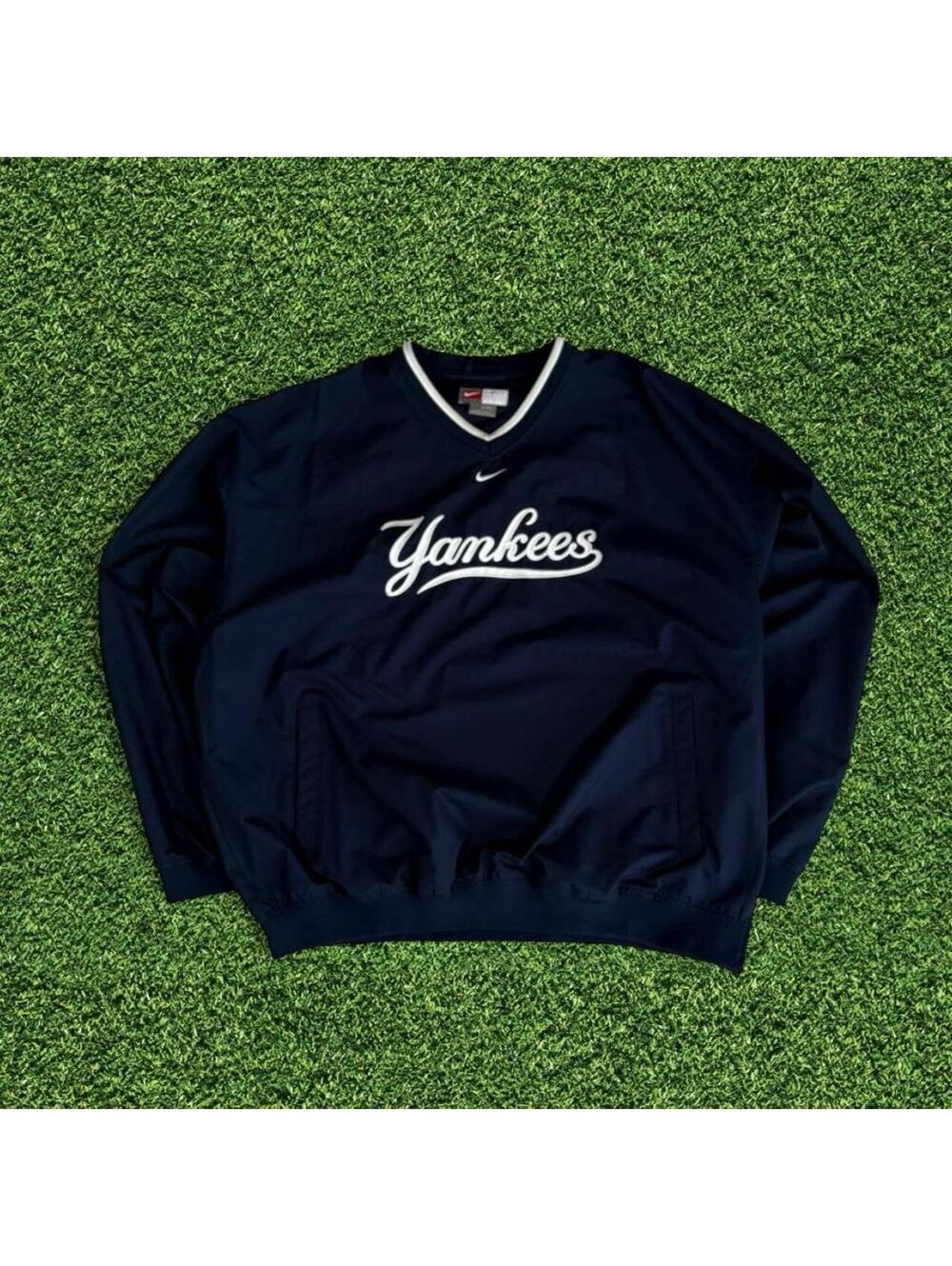 Vintage Nike Team New York Yankees Navy Windbreaker Jacket Size XXL